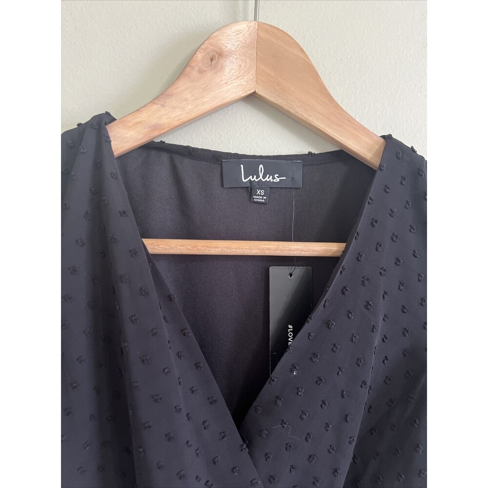 Lulus Black Swiss Dot Ruffled Midi Dress Size Xs NWT - Picture 6 of 11